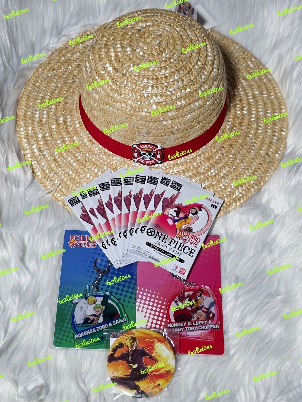 ROUND 1 x ONE PIECE TCG PROMO PACK x 10 + HAT KEYCHAINS ENGLISH VERSION